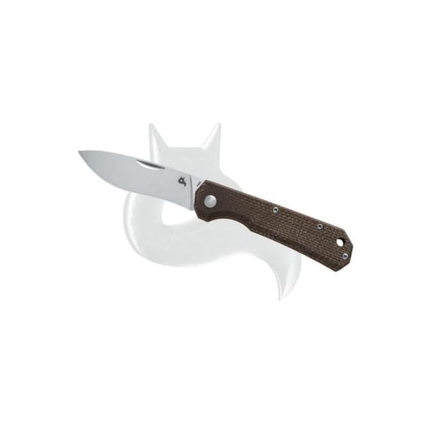 Nannable Black Ciol Folding Knife Nannable Lama Knife - 440c Stone Washed Blade - Brown Canvas Micart Handtag