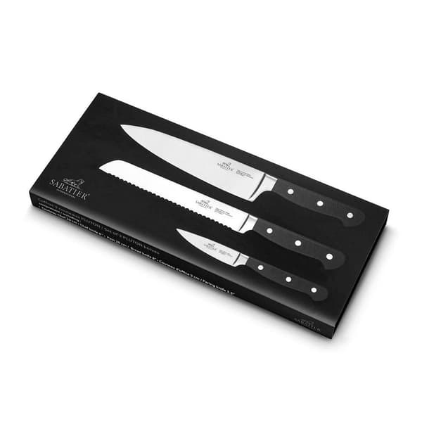 Lion Sabatier International Pluton Knivset 3 delar Stål/Svart