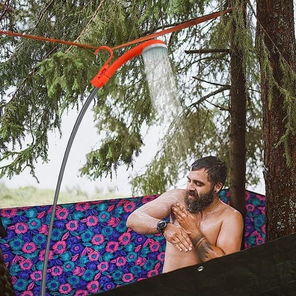 LZQ campingdusch med uppladdningsbart batteri, bärbar utomhusdusch, 2 m duschslang