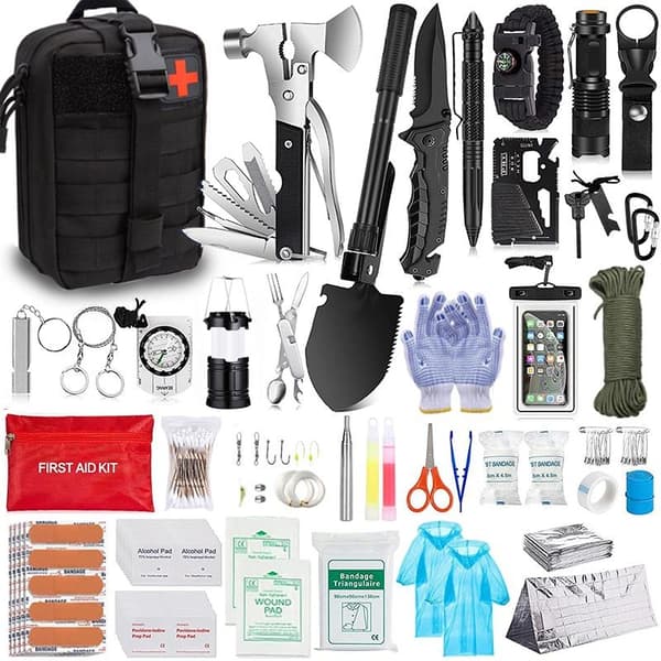 Survival kit large, survival bag, emergency radio and water tank