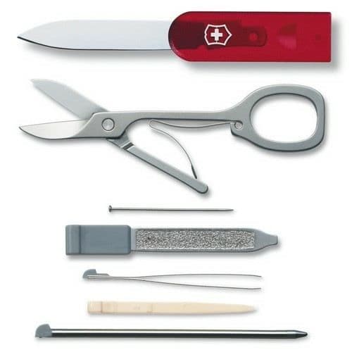 Schweizisk fickkniv - VICTORINOX - SwissCard 0.7100.T - Transparent Röd - 10 geniala funktioner