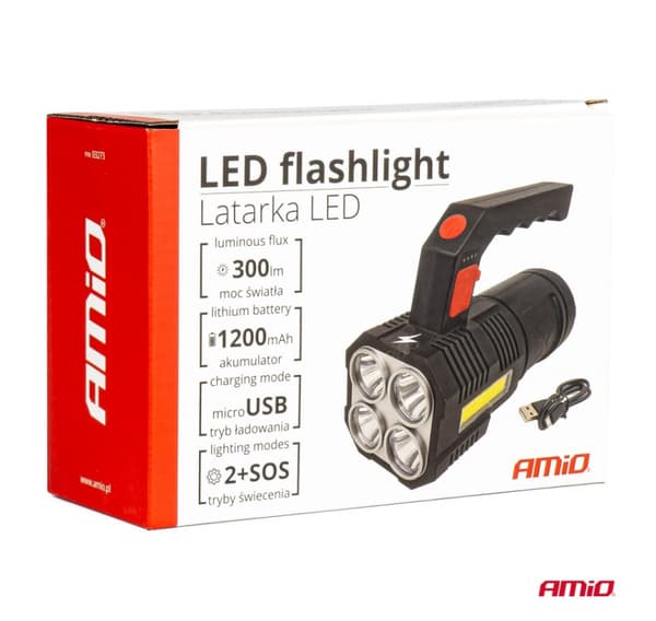 Led-taskulamppu 4 tilaa 300lm ladattava