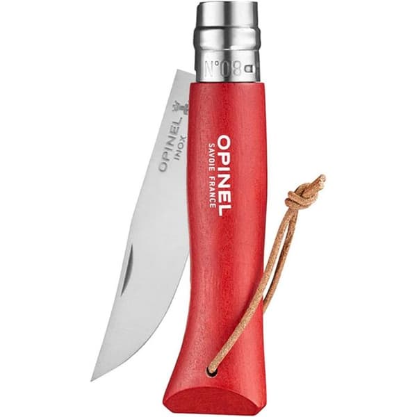 Kniv - Opinel - Baroudeur N8 - Tonat avenbokskaft - Röd färg - För män