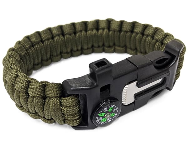 Paracord Overlevelsesarmbånd med Ildtænder m.m.