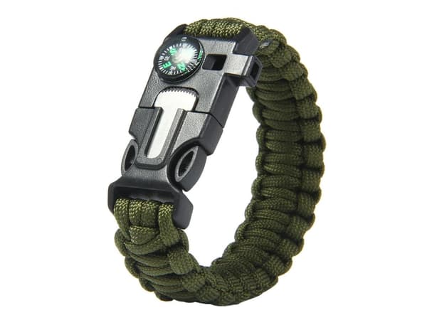 Paracord Overlevelsesarmbånd med Ildtænder m.m.