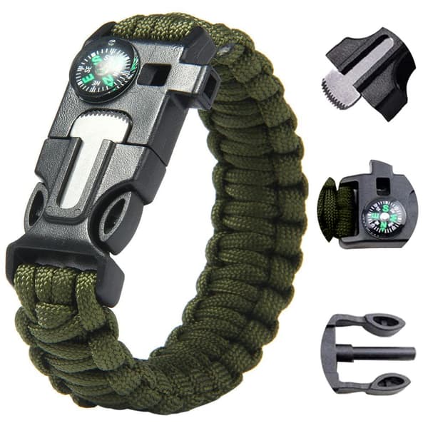 Paracord Overlevelsesarmbånd med Ildtænder m.m.