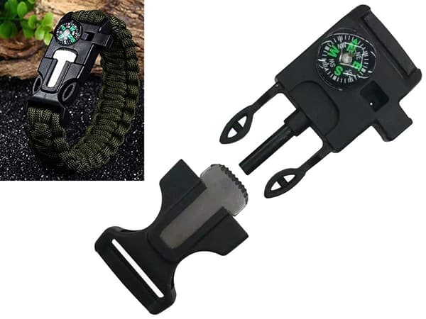Paracord Overlevelsesarmbånd med Ildtænder m.m.