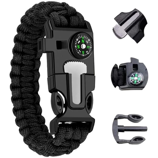Paracord Overlevelsesarmbånd med Ildtænder m.m.