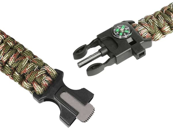 Paracord Overlevelsesarmbånd med Ildtænder m.m.