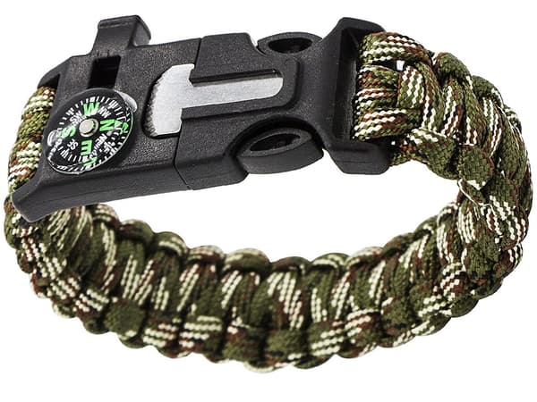 Paracord Overlevelsesarmbånd med Ildtænder m.m.