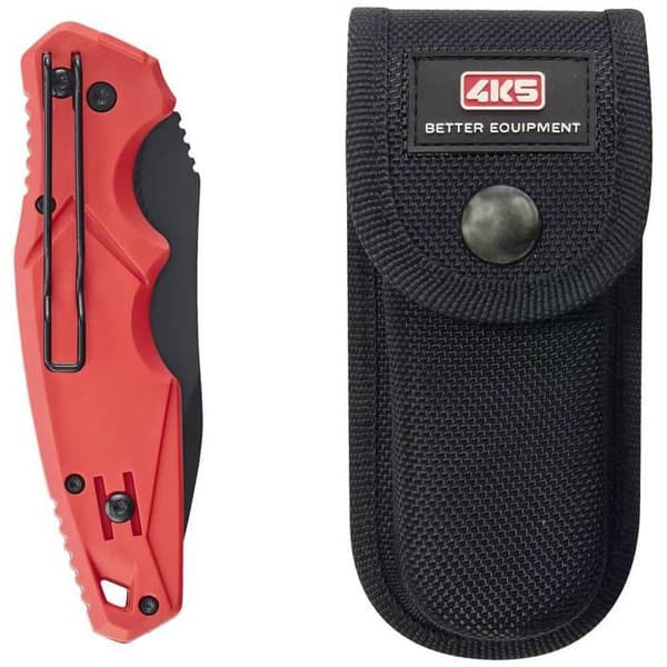 4K5 Tools TK 100 DropPoint Knife 600.100A Fällkniv med röd slida, svart