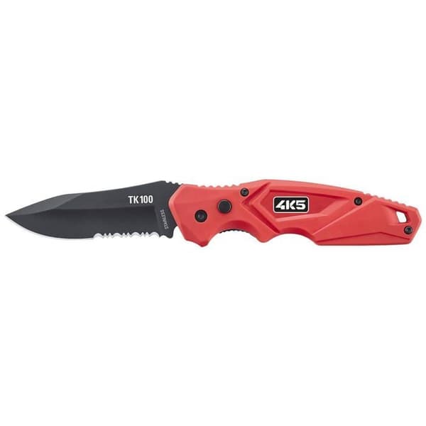 4K5 Tools TK 100 DropPoint Knife 600.100A Fällkniv med röd slida, svart