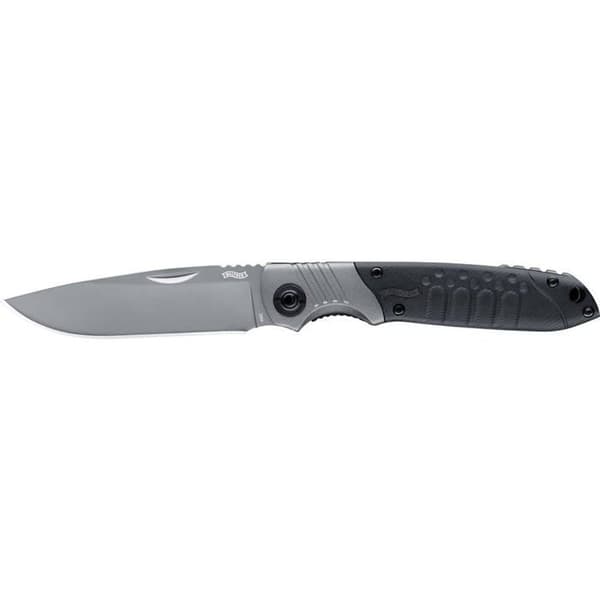 Walther Every Day Knife 5.0775 Arbetskniv med slida, med svart klämma, silver