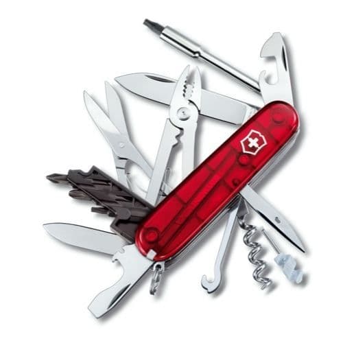 Schweizisk fickkniv - VICTORINOX Cyber Tool 34 - Transparent Röd - Rostfritt stål