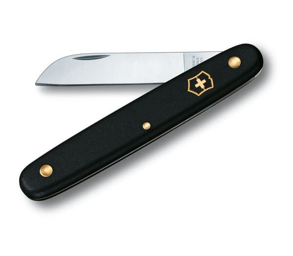 Victorinox schweizisk kniv för att skära blommor, slitstarkt 5,5 cm blad i rostfritt stål, 10 cm nylonhandtag, svart