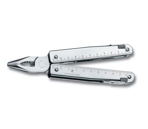 Victorinox SwissTool X Swiss multiverktyg, 28 funktioner, robust, vikt 345 g, rostfritt stål, med läderpåse.