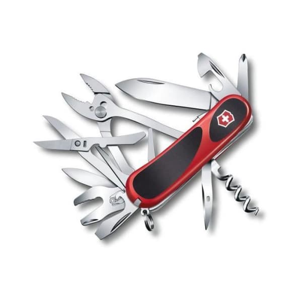 Victorinox Evolution S557 Röd/Svart schweizisk armékniv 2.5223.SCB1 med 21 funktioner inklusive sax, skruvmejsel och nagelfil - under
