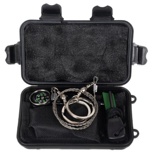 Käytännöllinen 7-in-1 Camping Survival Kit kätevässä säilytyspussissa