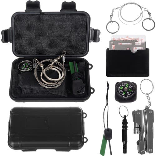 Praktisk 7-i-1 Camping Survival Kit i praktisk oppbevaringspose