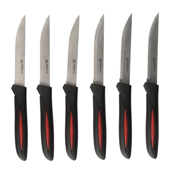 Alpina Steak Knive 23 cm 6 Stk Sort/Rød