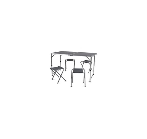 Folding camping table + 4 chairs, 120*60cm