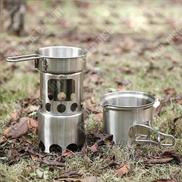 TD® Utomhus vedspis i rostfritt stål bärbar gryta camping fällbar vindtät spis grill eldvärme spis