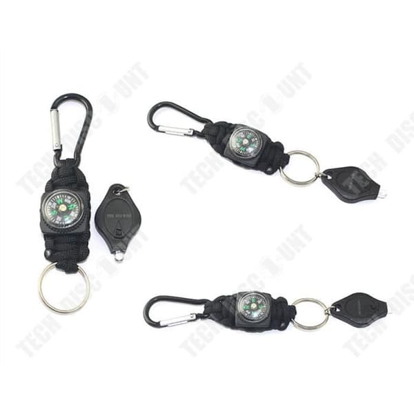 TD® multifunktions survival karbinhake kit krok tillbehör Led ficklampa nyckelring ficka kompass rep överlevnad visselpipa