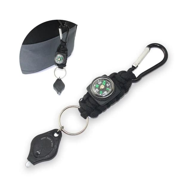 TD® multifunktions survival karbinhake kit krok tillbehör Led ficklampa nyckelring ficka kompass rep överlevnad visselpipa
