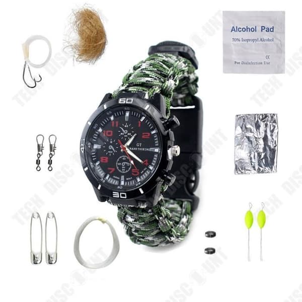 TD® Survival Armband Multifunktionell Fallskärmssnöre Anti-Aging Flintlock Watch Lämplig för utomhussporter