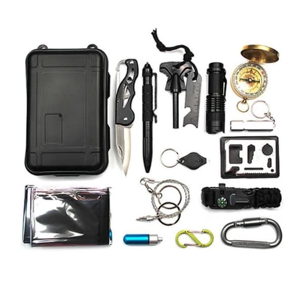 Emergency kit - AOLVO - Multifunctional Survival Kit - 15 verktyg - 170x105x50mm - 509g