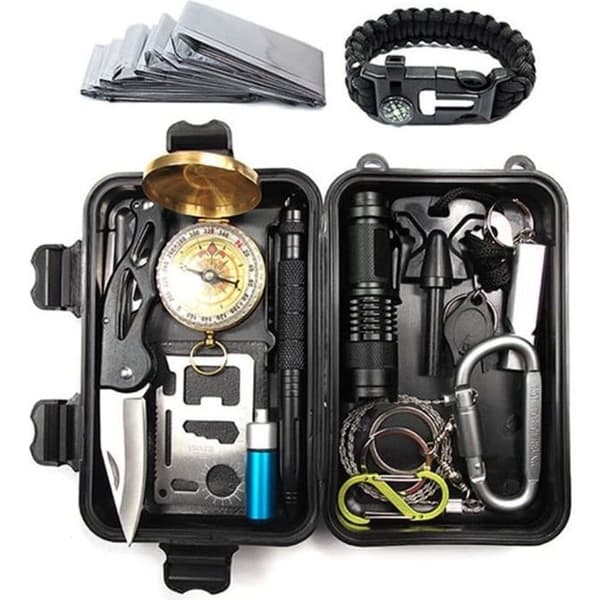 Emergency kit - AOLVO - Multifunctional Survival Kit - 15 verktyg - 170x105x50mm - 509g