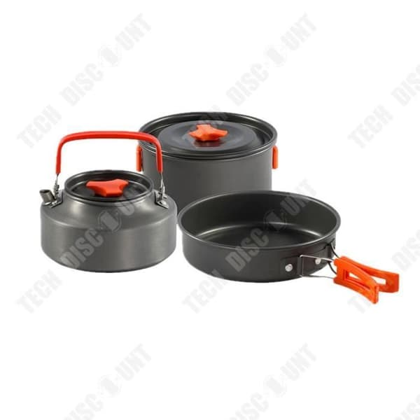 TD® Portable Camping Kastrull Kit Nonstick Köksredskap Set Aluminium Picknickskålar Orange - Typ matlagning se