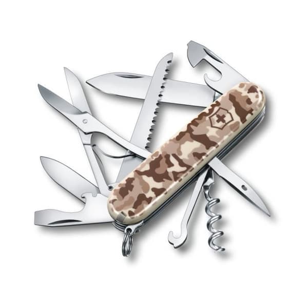 Couteau Schweiz - VICTORINOX - Huntsman Desert - 15 Funktioner - 91 mm - Kamouflage Öken