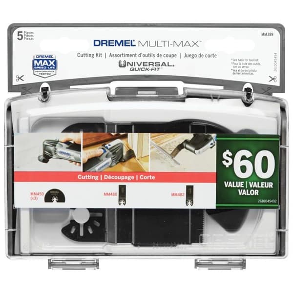 Dremel - MM389 - Paket med 5 oscillerande blad för att skära trä, metall, plast, gipsväggar, etc.