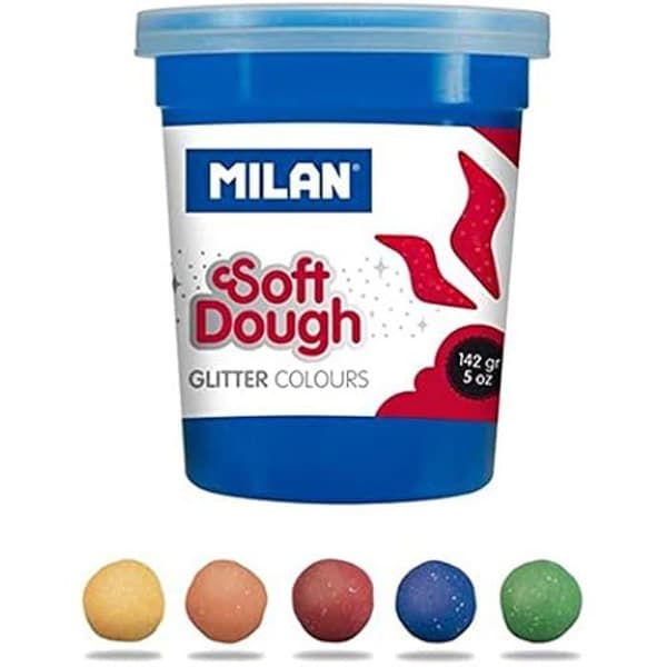Soft Dough Glitter Set - MILAN - 913505G - 5 lådor à 142g - Glitterfärger - För barn