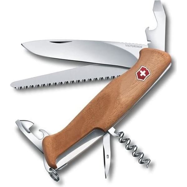 Schweizisk kniv - Victorinox - RangerWood 55 - Handtag i valnötsträ - 11 funktioner - 130 mm