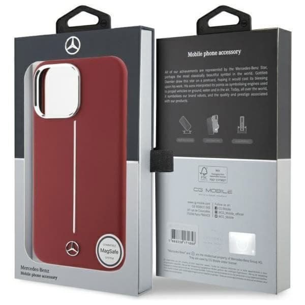 Silicone-fodral - Mercedes-Benz - iPhone 16 Pro Max - Röd - MagSafe-kompatibilitet - Elegant design
