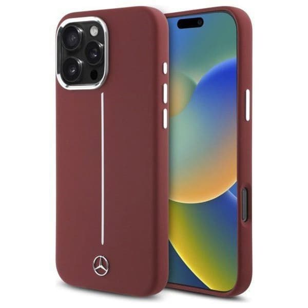 Silicone-fodral - Mercedes-Benz - iPhone 16 Pro Max - Röd - MagSafe-kompatibilitet - Elegant design
