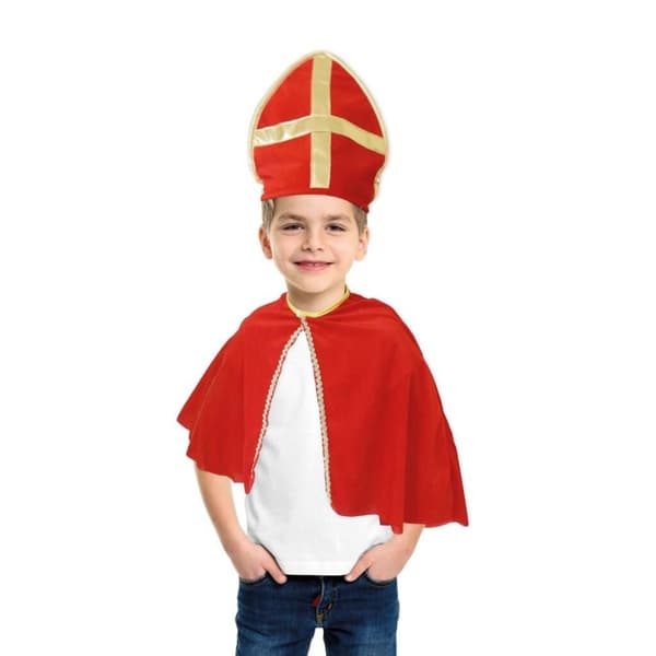 Sinterklaas Cape ja Hat Red-Gold