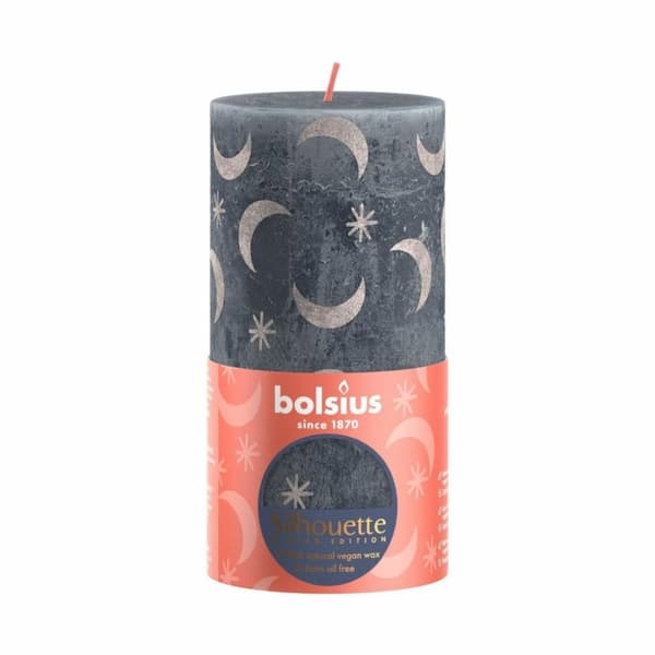 Bolsius Silhouette Pillar Candle with Print 13x6,8 cm Slate Blue