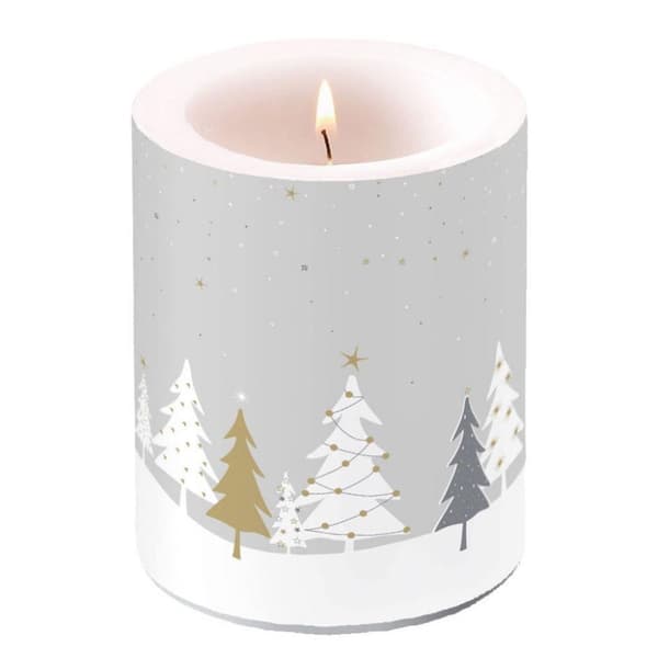 Ambiente Pillar Candle Midnight Trees 10x12 cm Grå