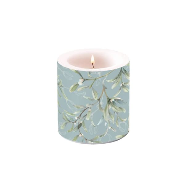 Ambiente Pillar Candle Mistelten All Over 7,5x8 cm Grøn
