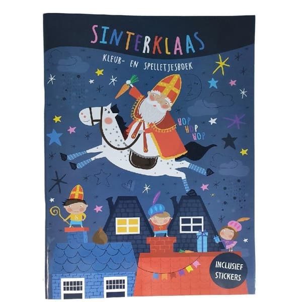 Sinterklaas farve- og spilbog + klistermærker