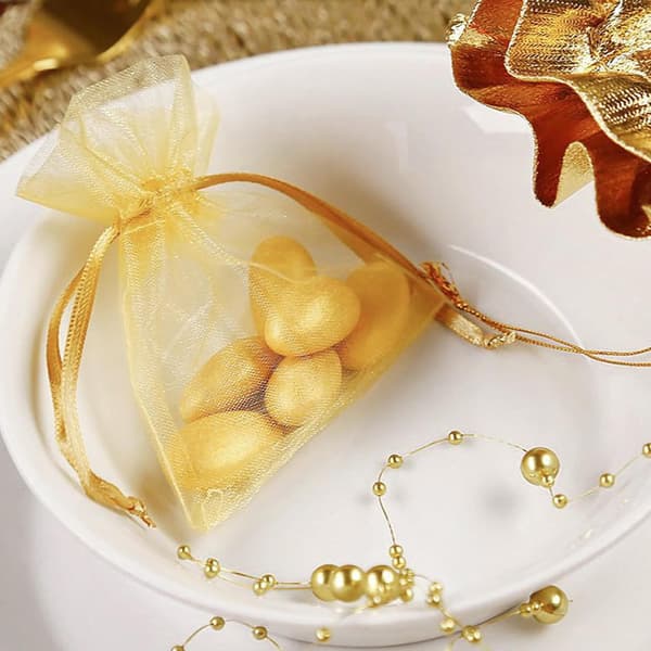 Presentpåse i organza 25-pack - Guld
