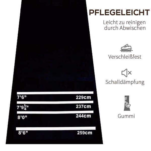 Dart Måtte, 300x61x0.3 cm, Sort