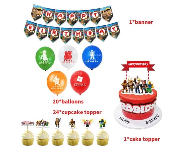 Roblox Barnkalas Ballongbåge - Happy Birthday
