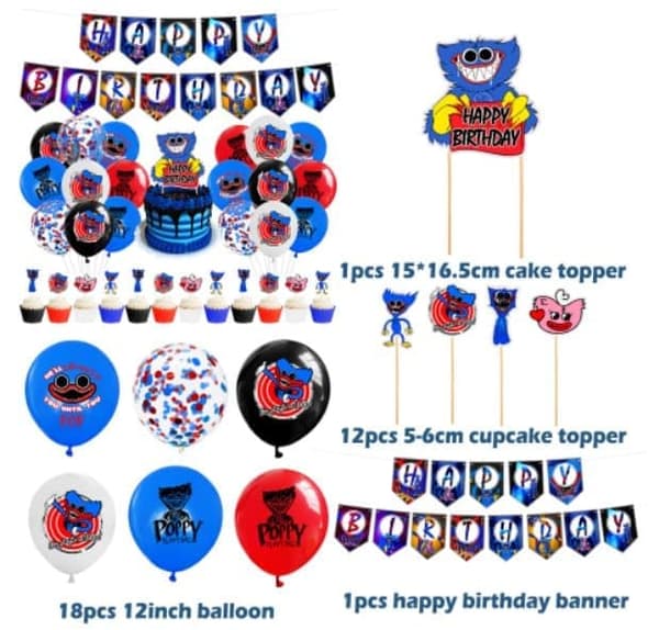 Poppy Playtime huggy wuggy barnkalas Ballongbåge -Happy Birthday
