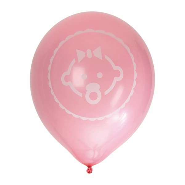Ballong 12" "Baby Girl" Rosa 8-pack