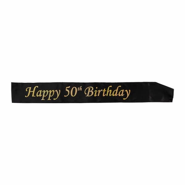 Magband "Happy 50th Birthday" Svart/Guld