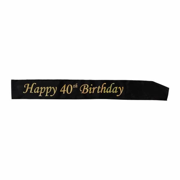 Magband "Happy 40th Birthday" Svart/Guld
